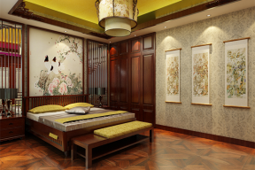 曙光花园200平中式风格卧室装修效果图