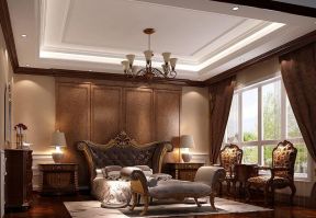 欧洲新城290平大平层新古典风格卧室皇冠形床头设计