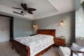 纵横槟城90㎡新中式卧室背景墙装修效果图