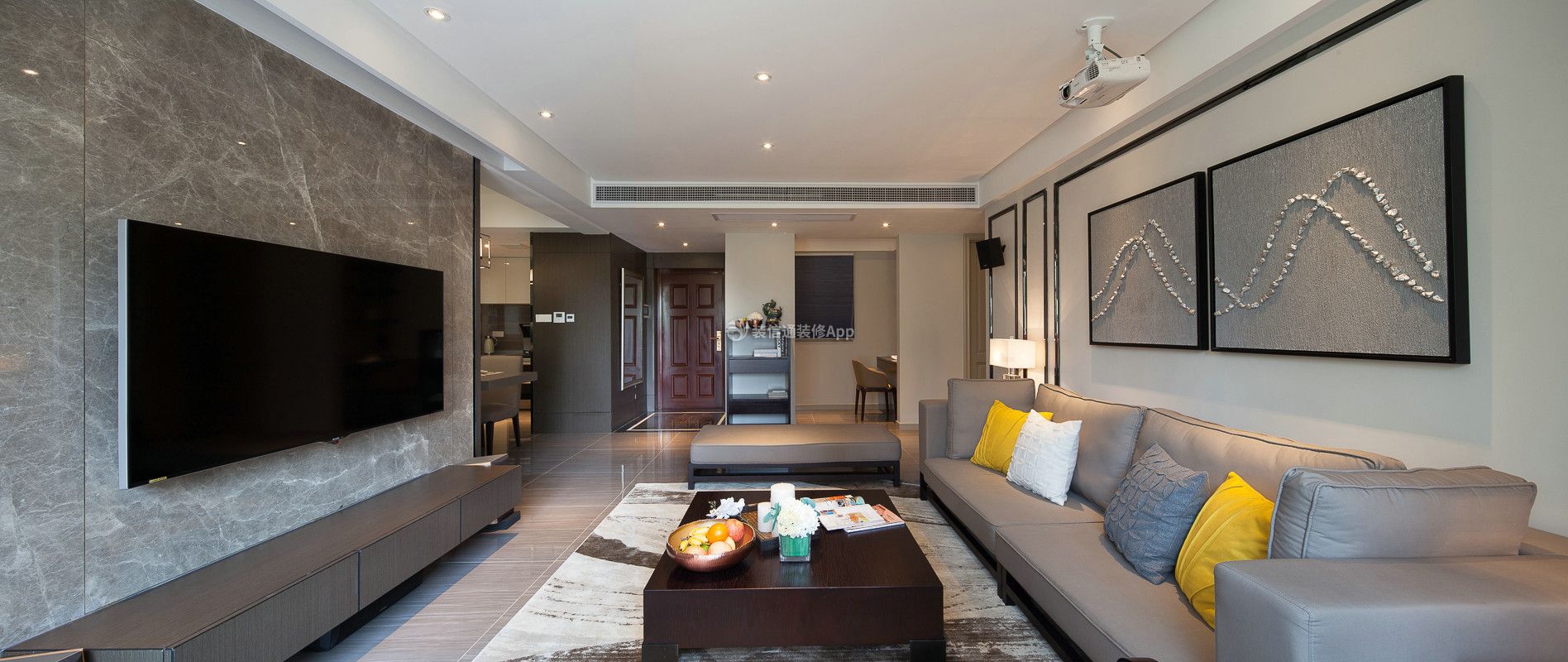 上海城110平方现代风格客厅灰色布艺沙发装修图片