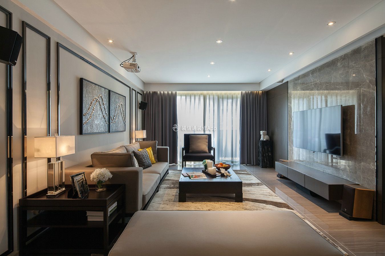 上海城110平方现代风格客厅装潢装修设计图欣赏