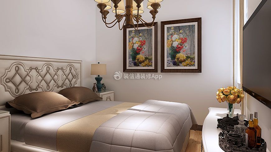 华业东方玫瑰美式86平二居室卧室装修案例
