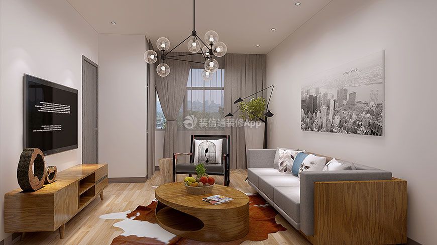 珠江东都国际现代简约89平二居室客厅装修案例
