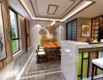 龙门106新中式风格450㎡别墅餐厅装修效果图