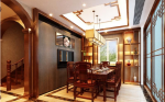 桃都国际350平独栋别墅新中式餐厅装修效果图