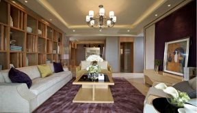 绿地城海珀兰轩140平米三居室现代简约风格沙发背景墙装修设计效果图