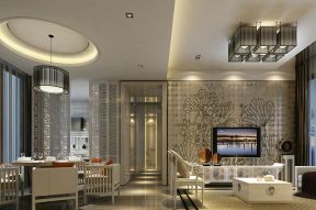 阳光新城100平现代风格客厅餐厅装修效果图