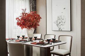 祈福水城180㎡新中式四居室餐厅装修效果图