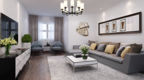 万科青青家园新中式98平二居室客厅装修案例