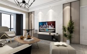 锦绣半岛127平米二居室现代简约风格电视背景墙装修设计效果图