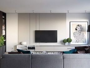 现代风格70平米两居室客厅电视装修效果图片大全