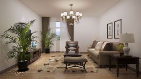 北京印象美式100平三居室客厅装修案例