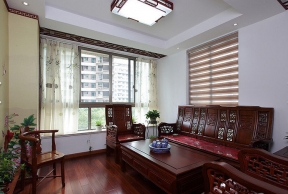 中式风格108平米三居室客厅装修效果图片欣赏