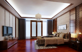 桃都国际350平独栋别墅新中式卧室装修样板间