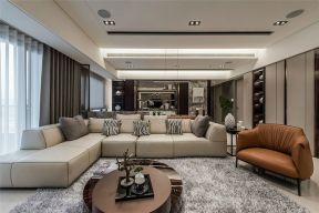 茶园150平现代风格客厅转角沙发装修设计图片