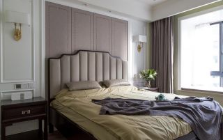 小户型美式风格卧室背景墙床头柜装修设计图片