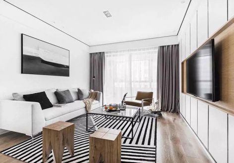 世茂国际公寓现代简约87平二居室装修案例