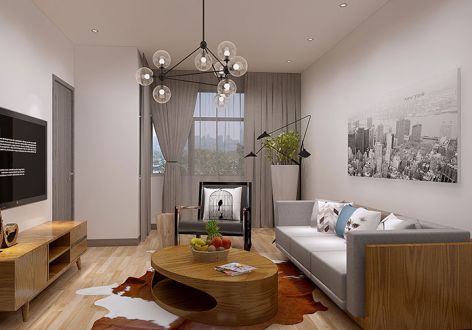 珠江东都国际现代简约89平二居室装修案例