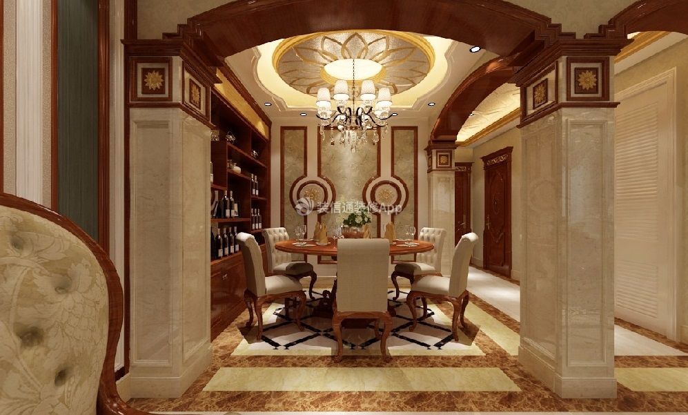白鹭金岸160㎡古典欧式别墅餐厅装修效果图