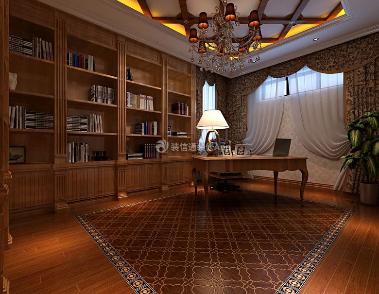沂龙湾龙园326㎡美式别墅客厅吊顶装修效果图