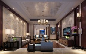 品尊国际新中式186平四居室客厅装修案例