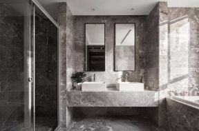 梧桐年华四居165平中式古典风格浴室洗手台装修效果图