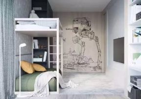 金色堤岸云境小户型100平现代风格卧室壁纸装修设计效果图