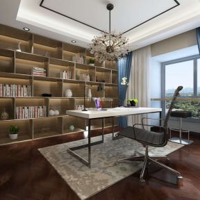 金地湖城大境170平米四居室现代风格书房装修设计效果图