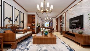 法兰香颂147平中式风格客厅地毯装饰设计效果图