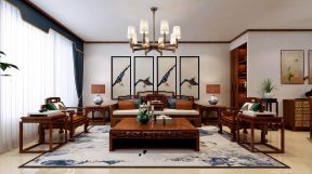 法兰香颂147平中式风格客厅沙发背景墙设计效果图