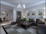 紫荆城110平米三居现代风格客厅地毯装修设计图