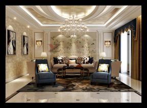莱安逸珲330平米欧式别墅沙发背景墙装修设计效果图