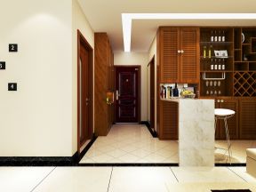 三居室130平现代风格客厅走廊装修效果图片大全