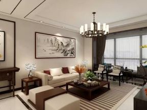 紫御润园三居135平中式风格客厅沙发装修设计效果图