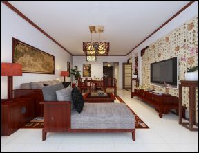 中式风格客厅墙纸 中式风格客厅装饰效果图 
