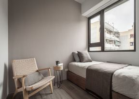 绿地公馆125平现代简约风格卧室单人床设计效果图
