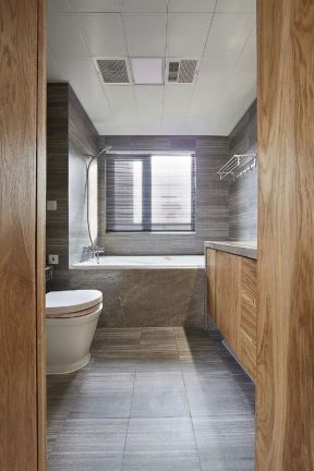 日式原木风格三居138平浴室装修设计效果图大全