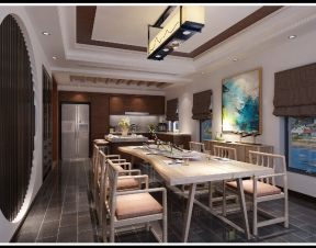 九龙湾400平米别墅中式风格餐厅装修设计图