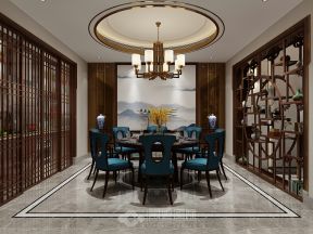 梧桐燕庐350㎡新中式别墅餐厅装修效果图