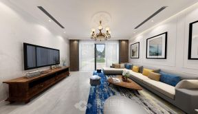 九龙仓雍景山250㎡现代美式平层客厅装修效果图