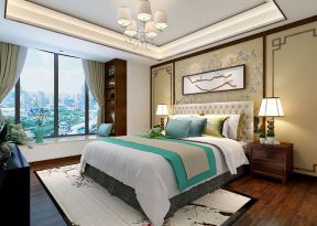 碧桂园西江月300平新中式风格卧室装修效果图