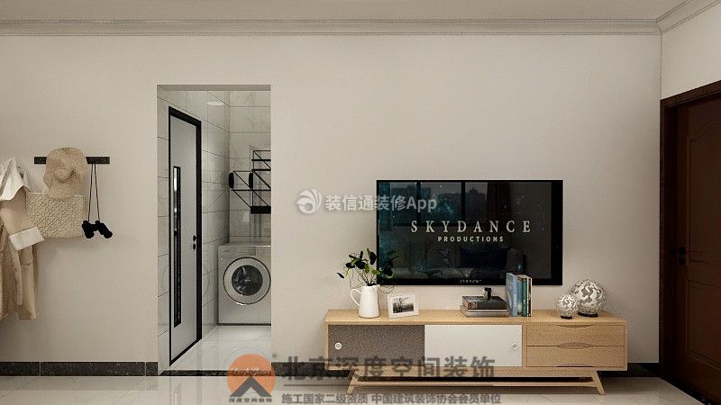 60平米三居室现代简约风格电视背景墙装修设计效果图