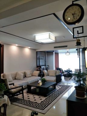 126平米三居室新中式客厅装修设计效果图