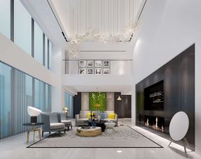 250平方现代轻奢风格别墅客厅装修设计效果图