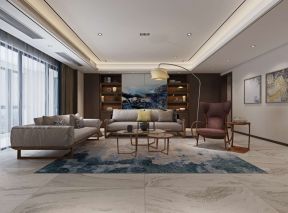 新中式风格别墅200平客厅沙发装修设计效果图