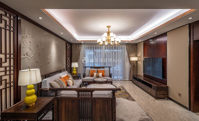 三居130平中式风格客厅沙发装修设计效果图大全