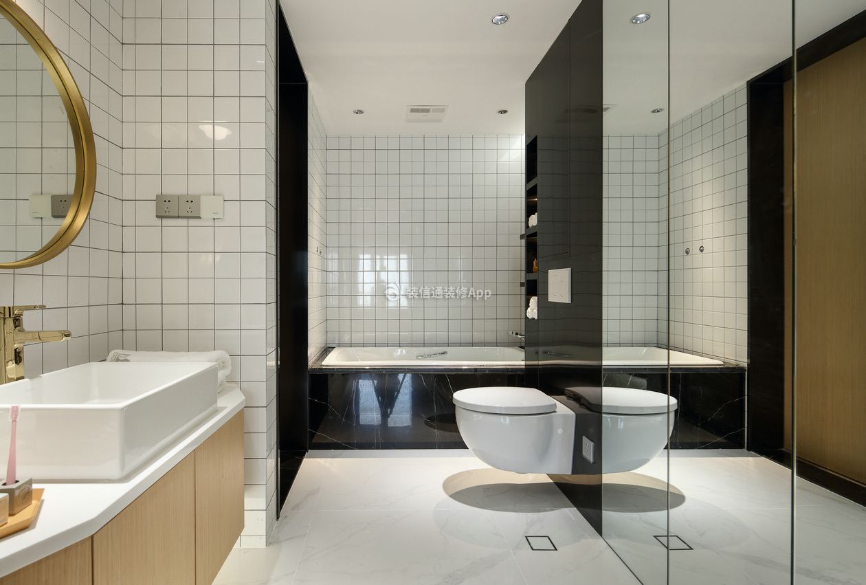 四居140平现代简约风格浴室装修设计效果图
