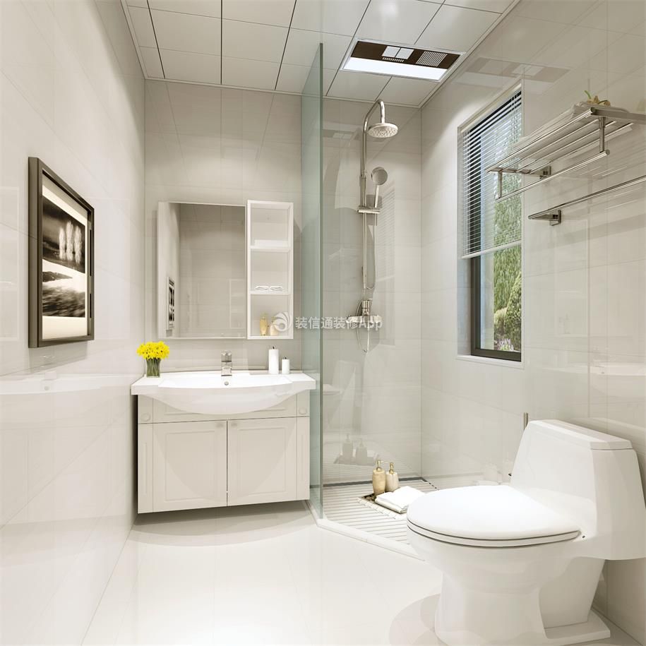 现代北欧139平米四居室卫生间干湿分离设计效果图