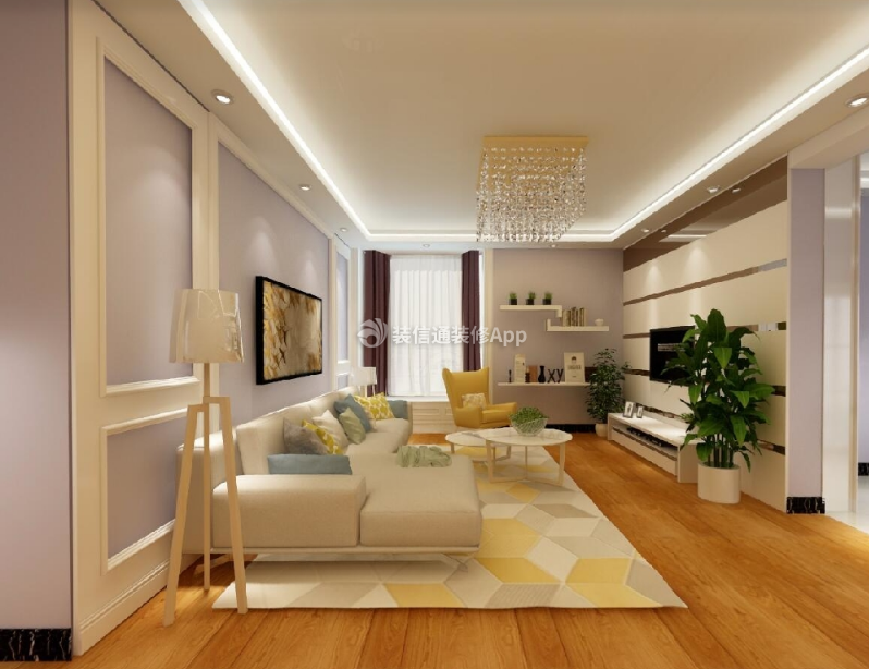 简约现代风格115平米三居客厅家具装饰效果图