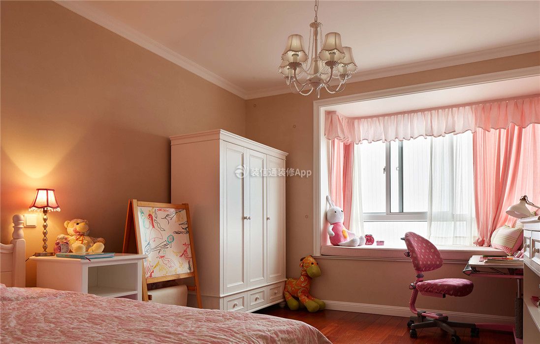 现代简约风格三居102平粉色少女卧室家装设计效果图片赏析